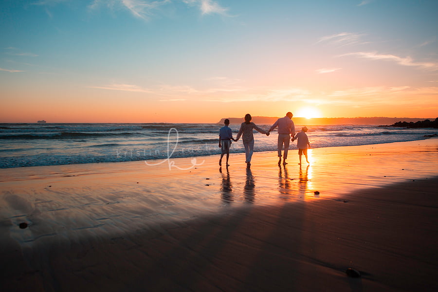 coronado beach family at sunset