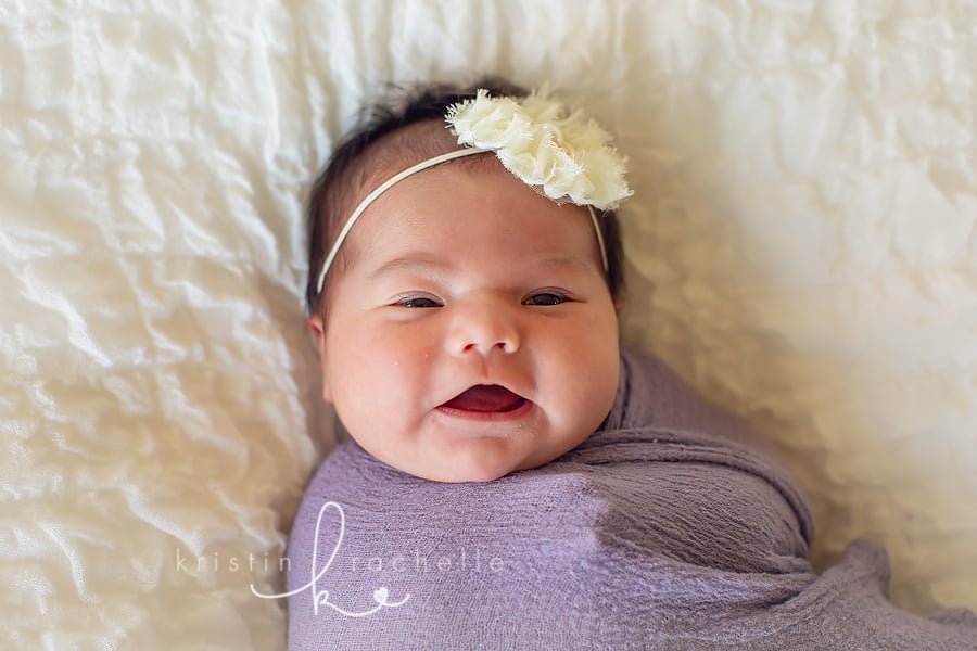 Smiling newborn photos