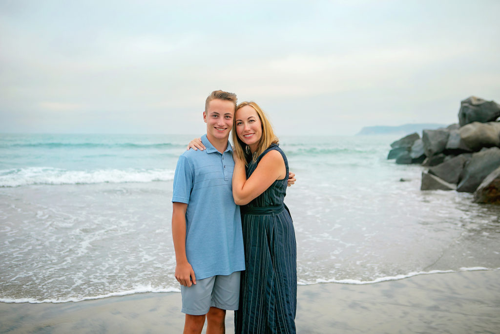 San Diego Beach Family Photographer portrait of son and mom for their session with Kristin Rachelle Photography
