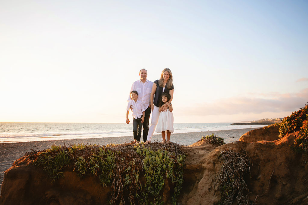 Family portrait for their photo session on Carlsbad Beach with Kristin Rachelle Photography