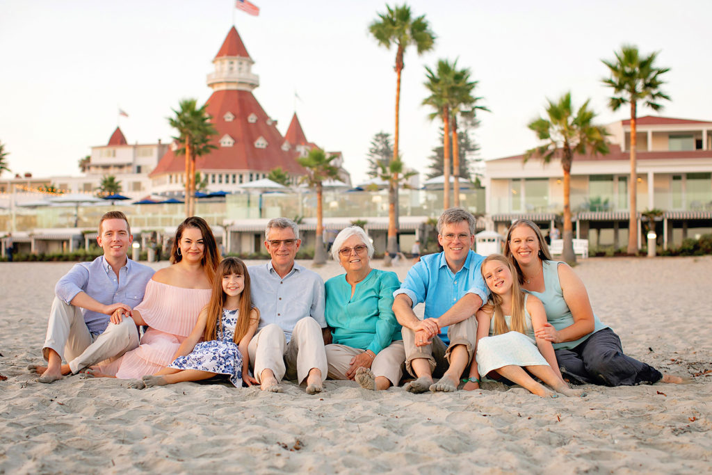 Hotel Del Coronado Beach Session for an Extended family with Kristin Rachelle Photography