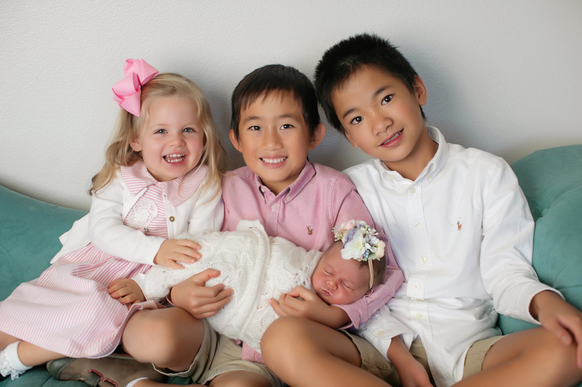 North County Newborn Photography of Sibling photos with baby