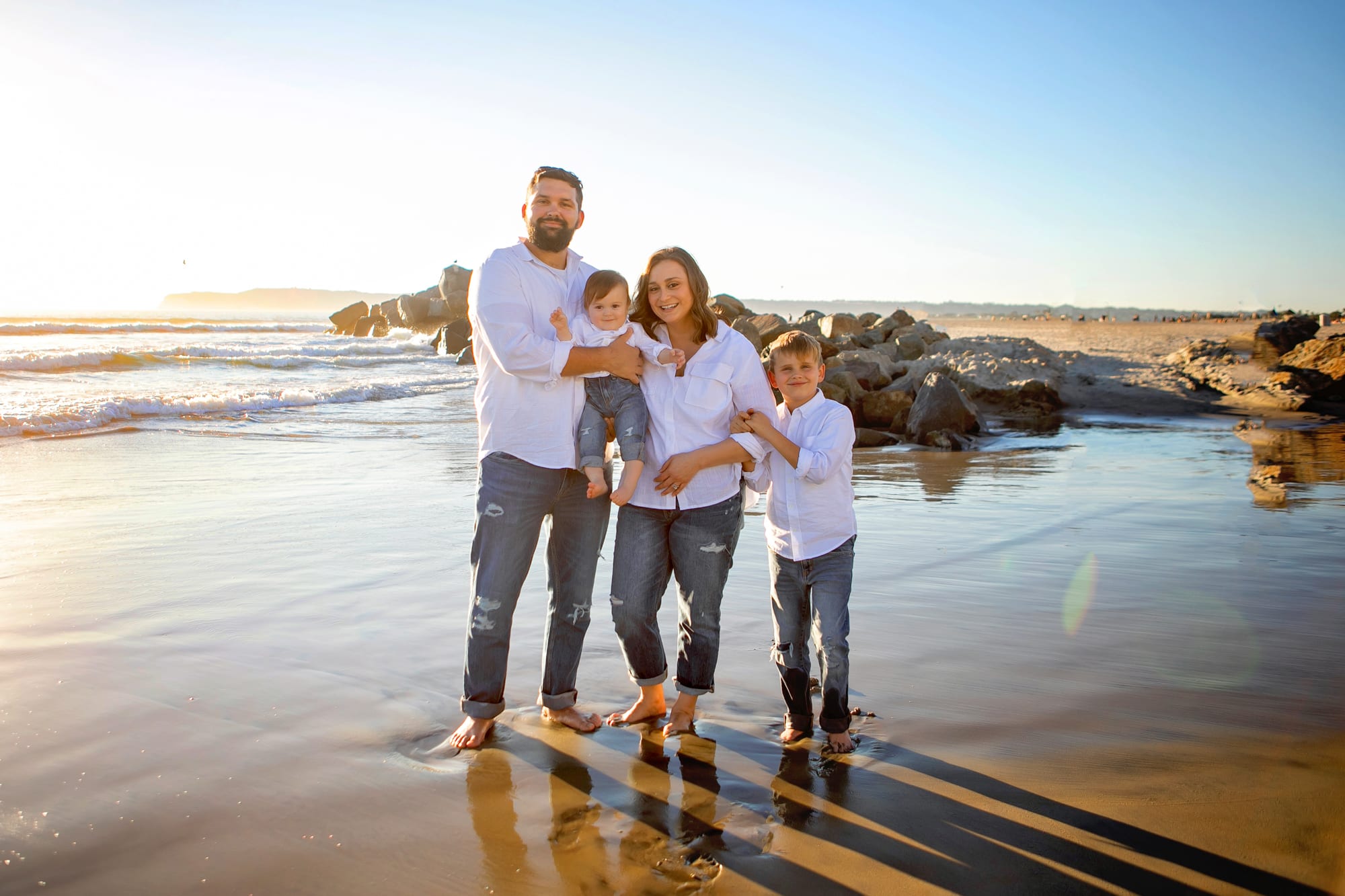 Family on the beach at sunset In Coronado with Kristin Rachelle Photography
