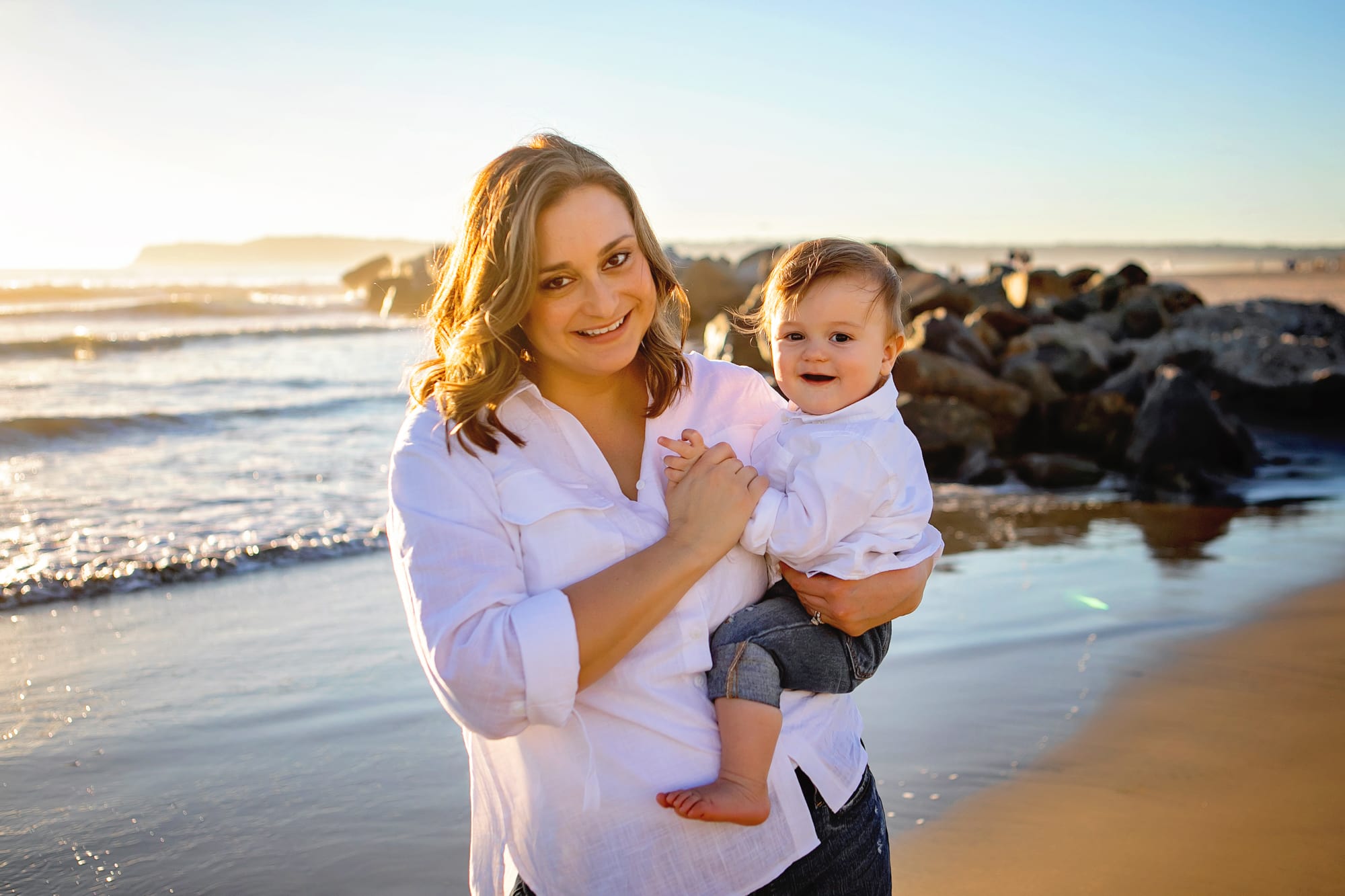 Beach Photographers at Hotel Del Coronado of mom and baby