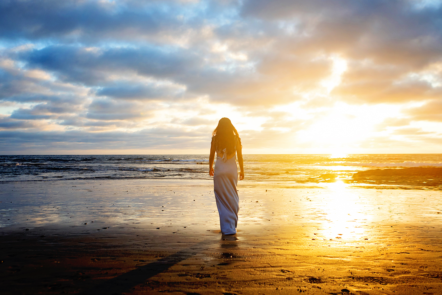 Poway Senior Portraits on the beach at sunset